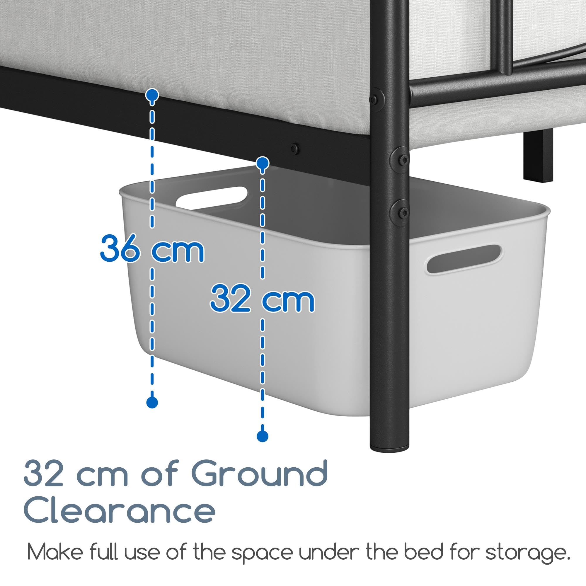 Yaheetech Base de Cama de Metal Individual con Cabecero 90x190 cm Negro