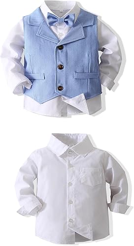 Miniatura 3 de Kimocat Traje formal de pajarita para bebés, niños, chaleco de esmoquin, traje de fiesta de boda