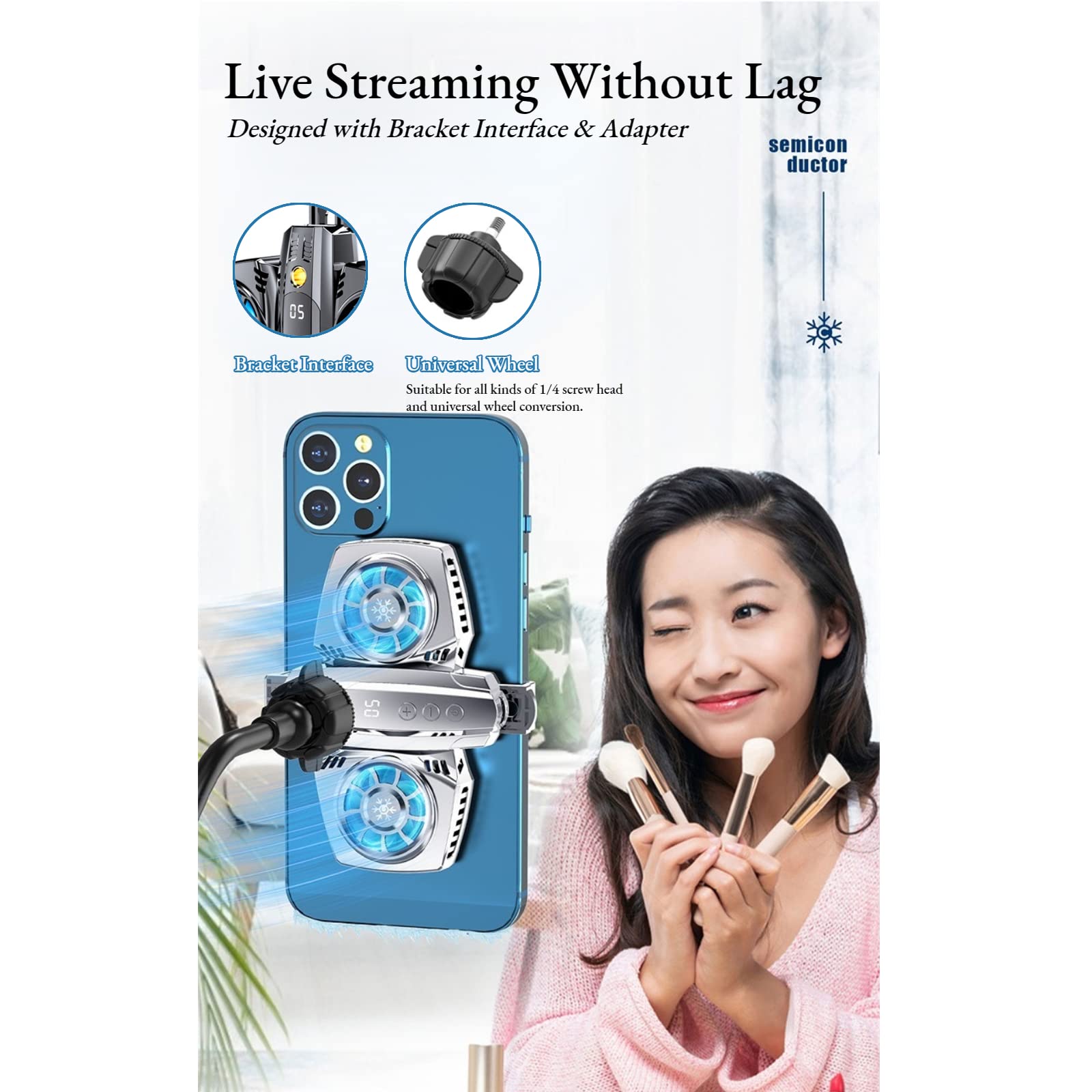 Raffreddatore Telefono, Radiatore Cellulare Semiconduttore Dual Core, Raffreddamento Intelligente a Risparmio Energetico, Radiatore di Raffreddamento Rapido per Streaming Live di