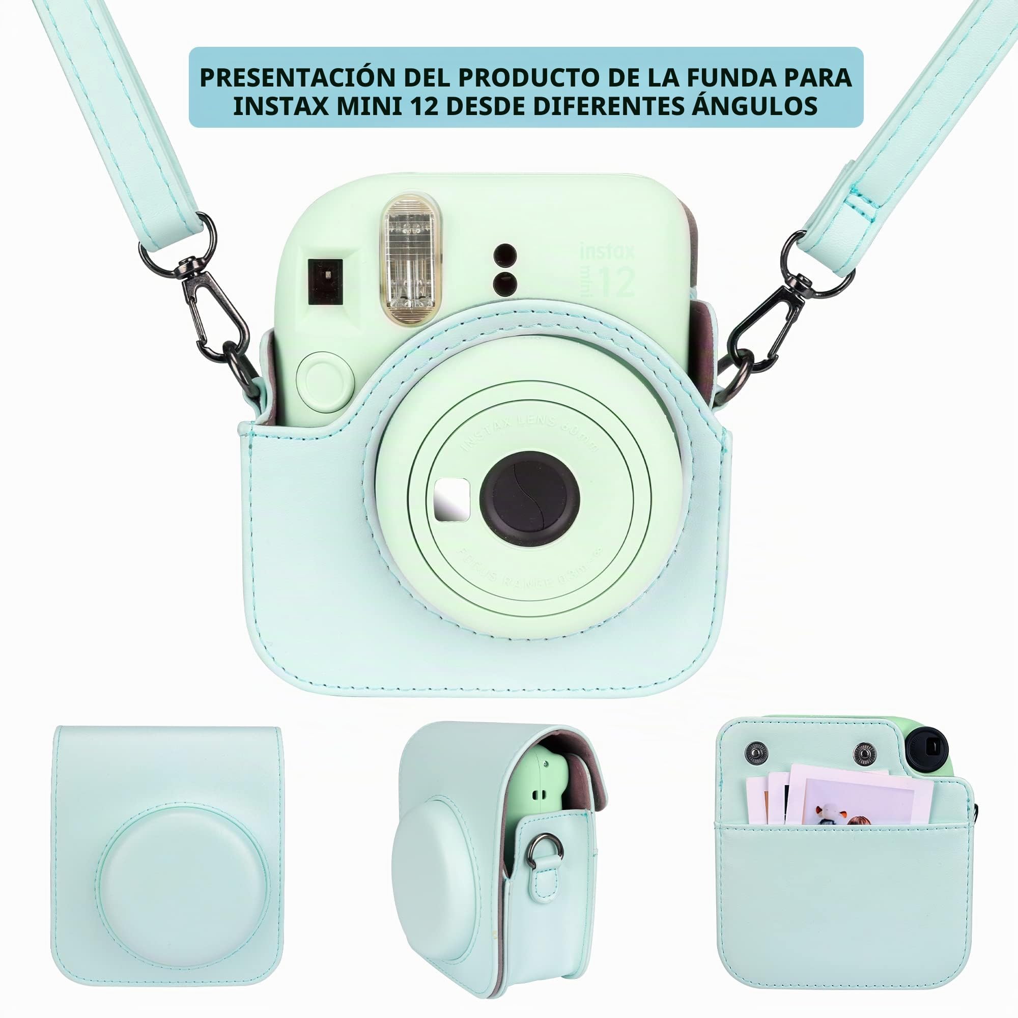 Accesorios para cámaras instantáneas Instax Mini 12, funda con 64 bolsillos álbum de fotos y filtro de color/marco