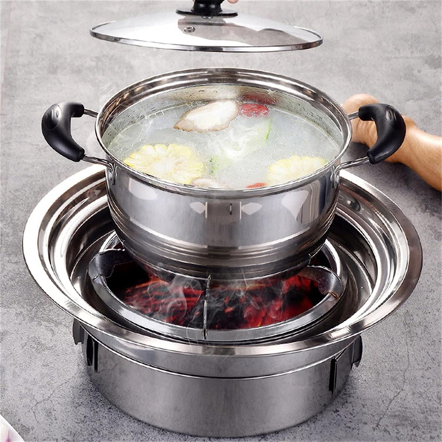 Grille węglowe Grill węglowy ze stali nierdzewnej Okrągłe nieprzywierające grille Przenośny grill węglowy Na zewnątrz Camping BBQ
