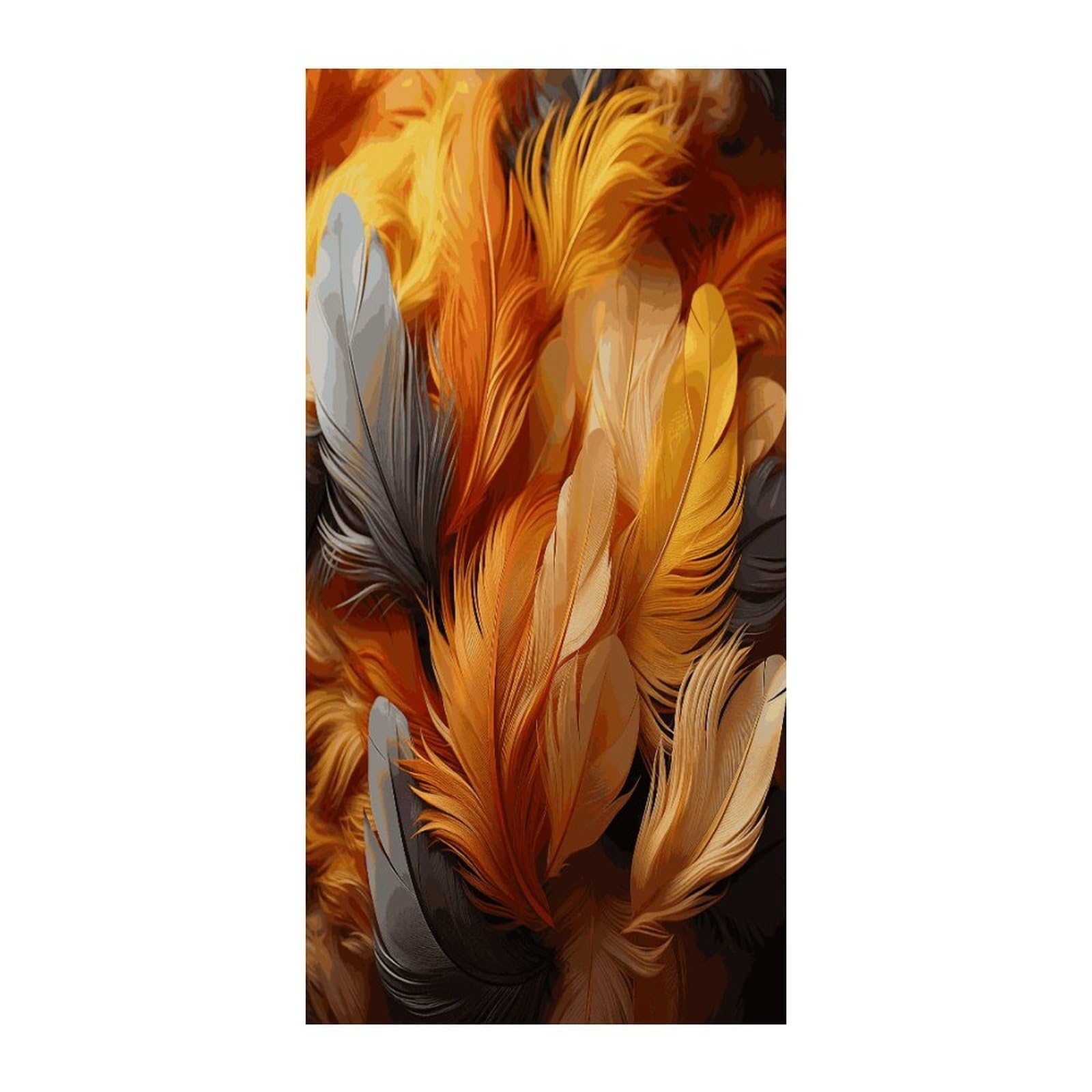 Fekiloot Style Gold And Orange Feathers Door Curtain Room Divider Curtains