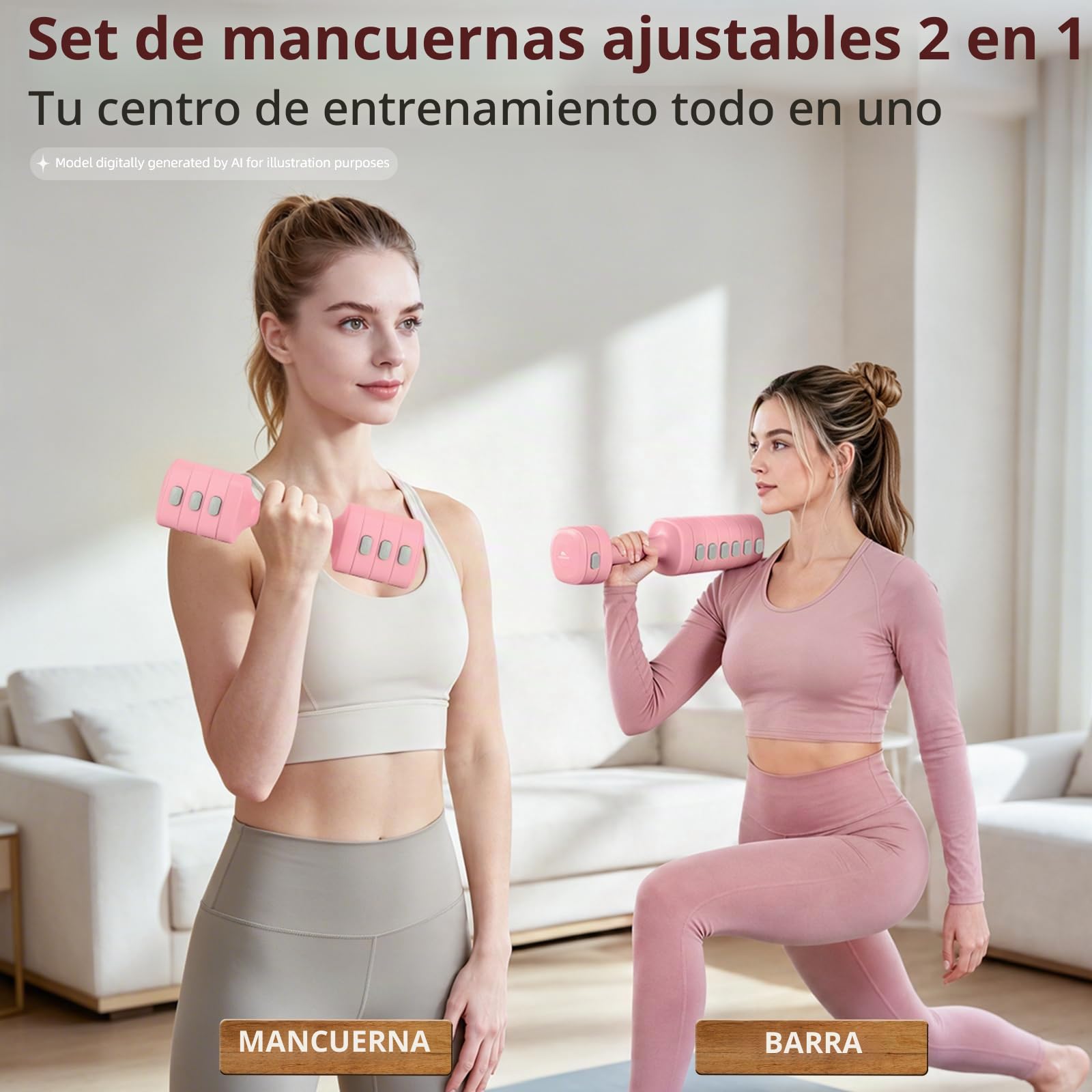 Abahub Juego de pesas rusas y mancuernas 2 en 1, mancuernas ajustables para