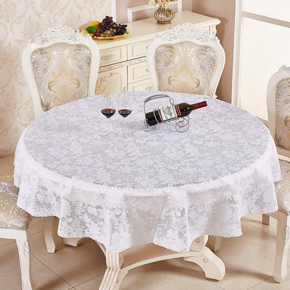 Nappe de table ronde anti-tache et anti-glisse Yearly PVC Blanca