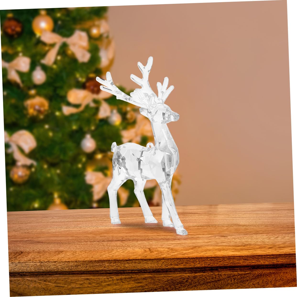 4 Piezas Figuras de Navideños Acrílicos Transparentes de Estatuas Decorativas para Mesa y Ventana Adornos Reutilizables para Sala y Dormitorio