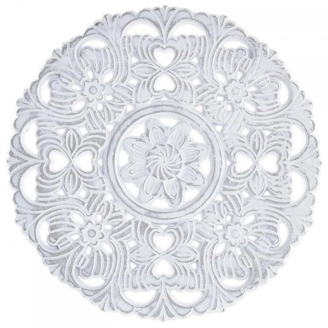 Hogar y Mas DECORACIÓN Pared RETABLO Tallado Circular MDF Mandala 38x38CM