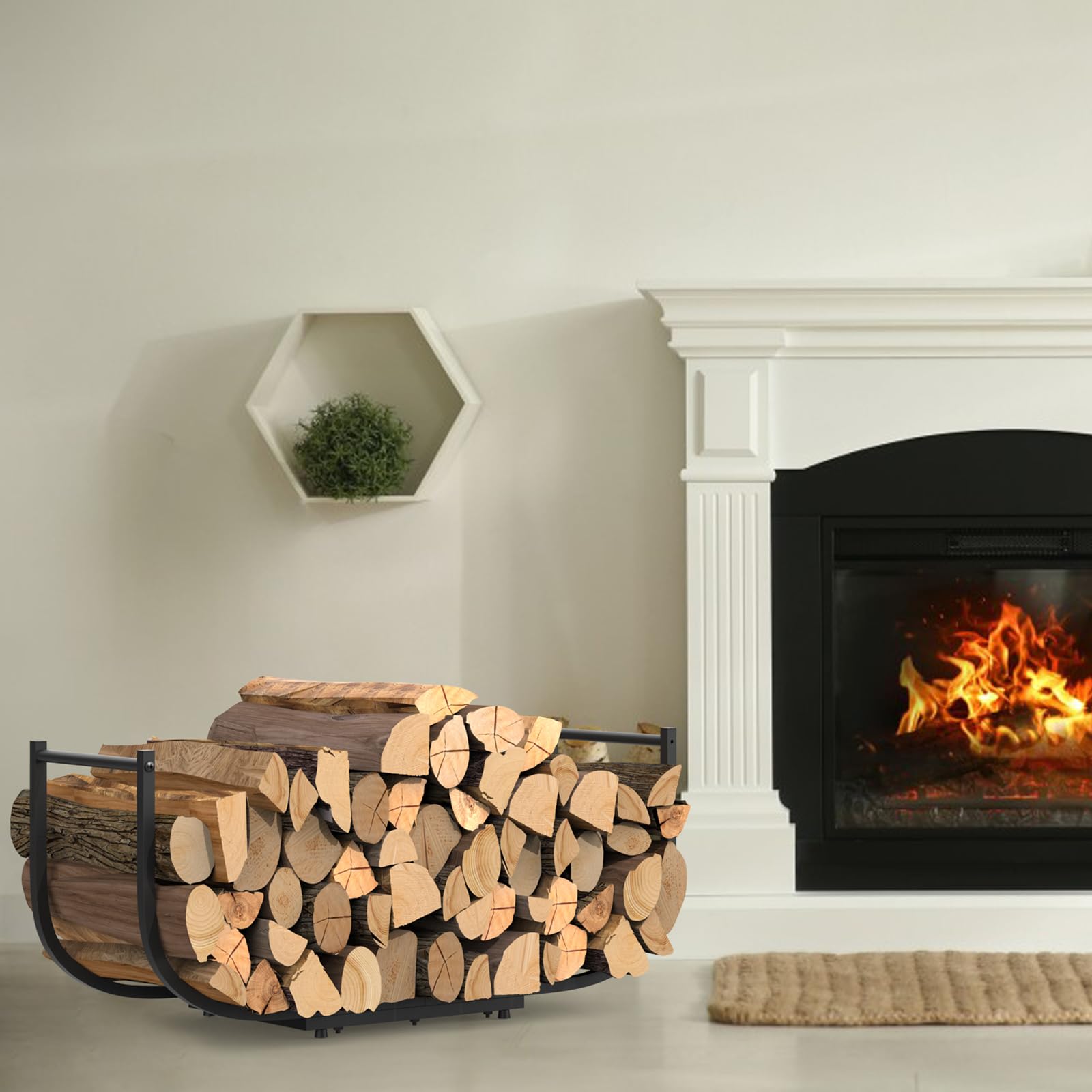 Snapklik.com : Firewood Rack And Outdoor For Fireplace Wood Storage, U