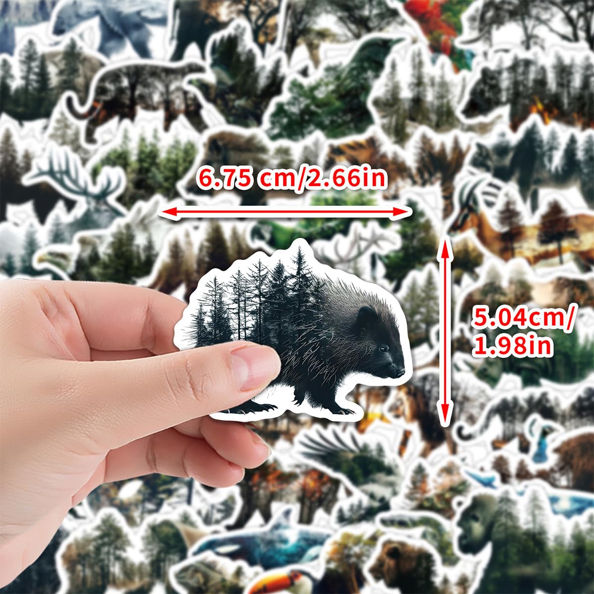 50 Pcs Natural Animals Stickers for Phone,Guitar,Laptop,Water Bottles,Skateboard,Luggage,Animals Nordic Style Stickers Waterproof Vinyl,Graffiti Decorate for Teens Girls Boys Child Motivate Gift - Image 4