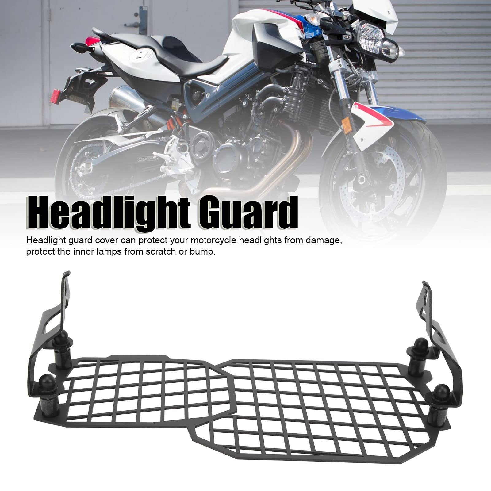 Protector de rejilla para faros delanteros de motocicleta, de acero inoxidable, compatible con modelos F650GS F700GS F800GS F800R, duradero, resistente al óxido, color negro