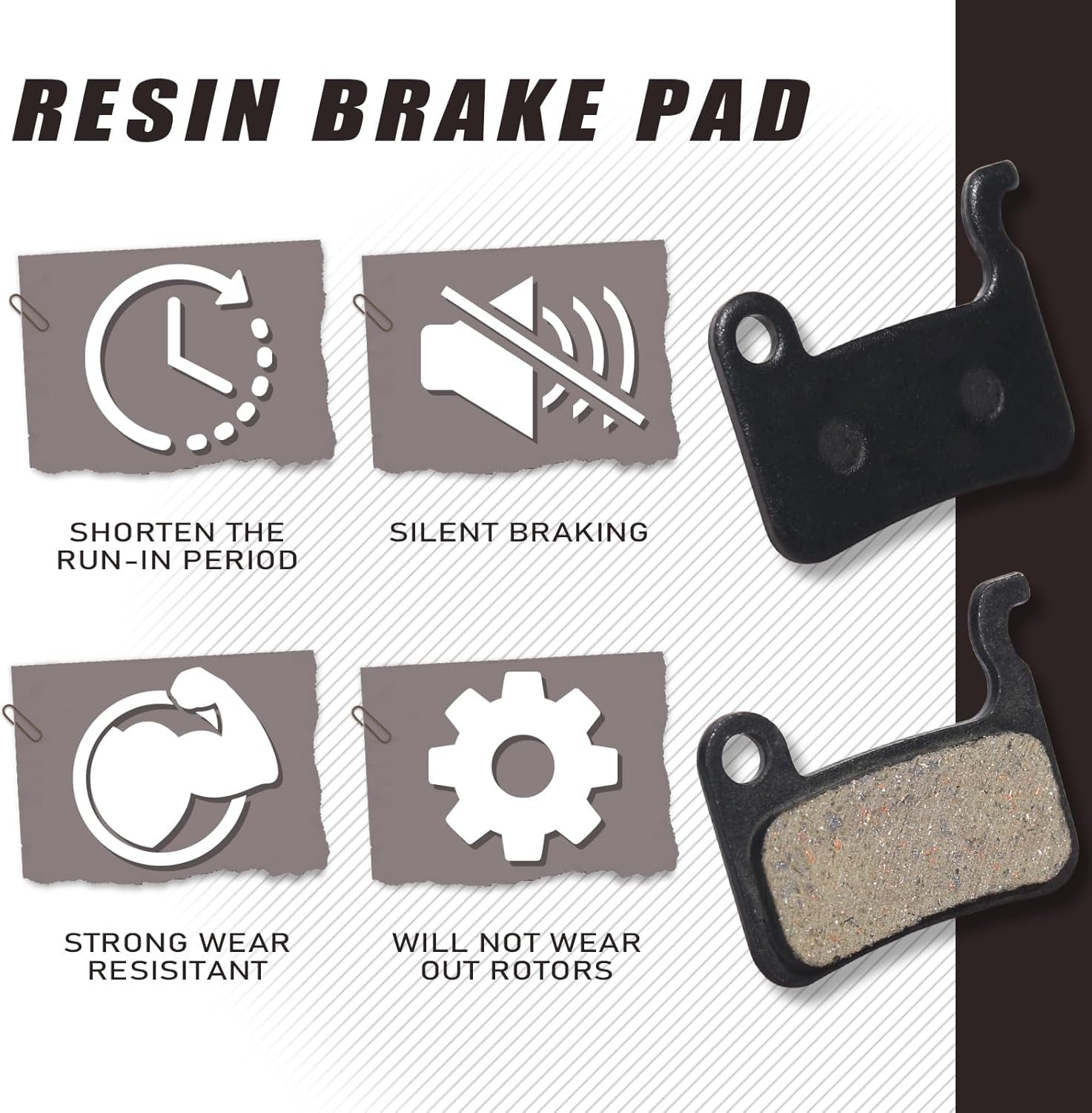 ONBICLE Bicycle Disc Braking Pads 4pair Resin MTB Mountain Bike Semi Metal Cycle Brake Pad Disc Machine 3