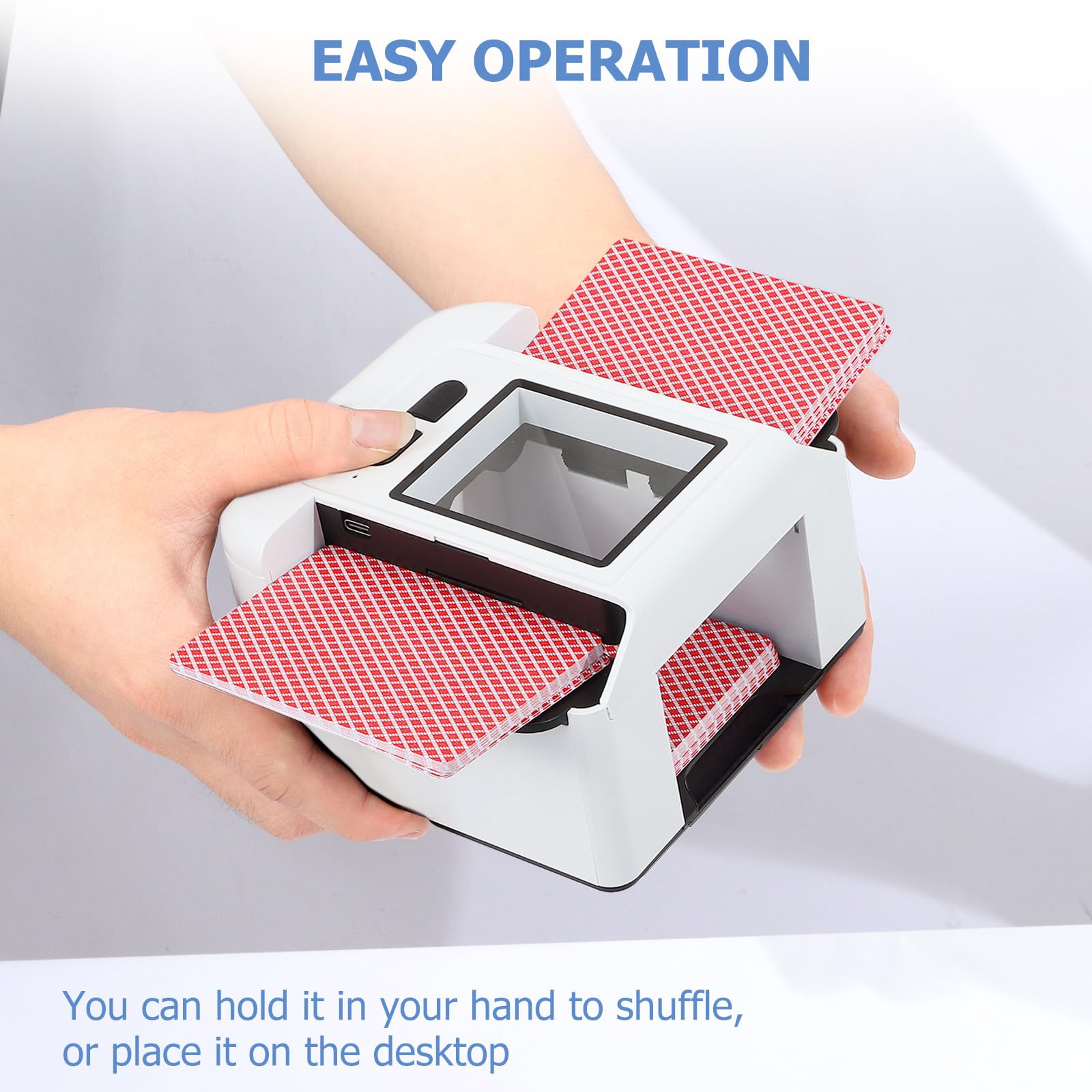 Mescolatore automatico di carte, Mescolatore elettrico per 1-2 mazzi, Funzionamento con una sola pressione, Bassa rumorosità, Batteria incorporata da 2000 mAh, Mescolatore di ricarica per Poker, UNO
