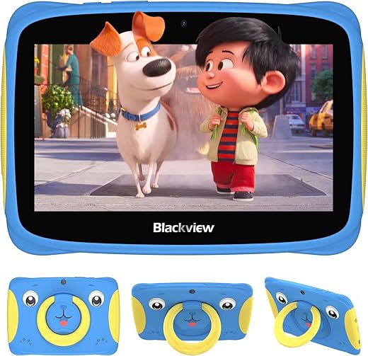 The Ultimate Guide to Choosing the Best Tablets for Kids in the UK 4 Blackview Kids Tablet Tab3Kids 7 Inch Android 13 Tablet for Kids, 4GB+32GB/TF 1TB, Parental Control, iKids APP Pre-Installed, Google Play Store, Reading Mode,Childrens Tablets with Kid-Proof Case-Blue