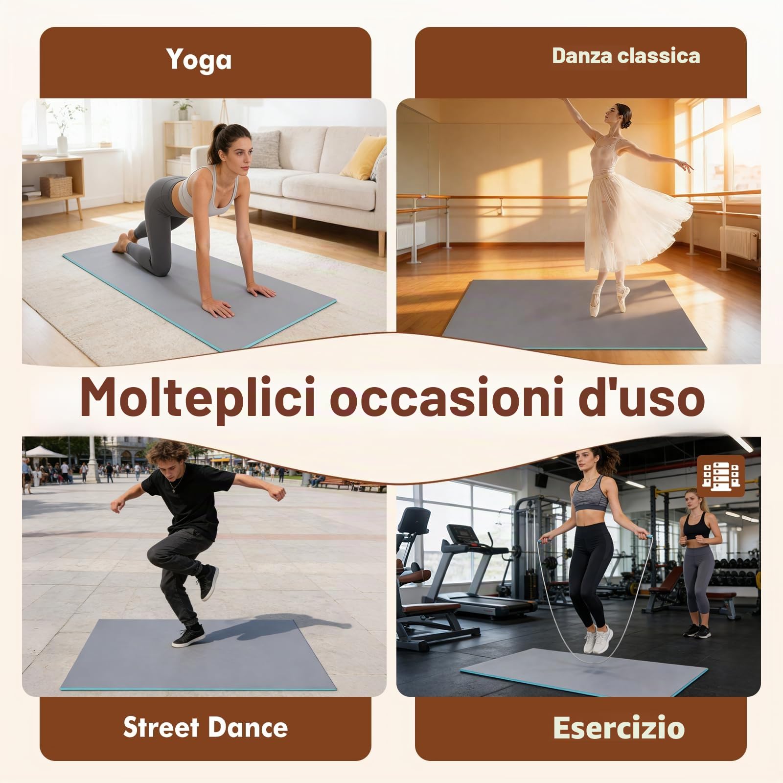 YJINGRUI Tappetino da ballo portatile, 180 x 100 cm, con borsa per il trasporto, 5 mm di spessore, antiscivolo, ammortizzante, in PVC, per jazz, balletto e tutti gli stili di danza, casa e studio | 5 mm di spessore, con borsa per il trasporto per un facil