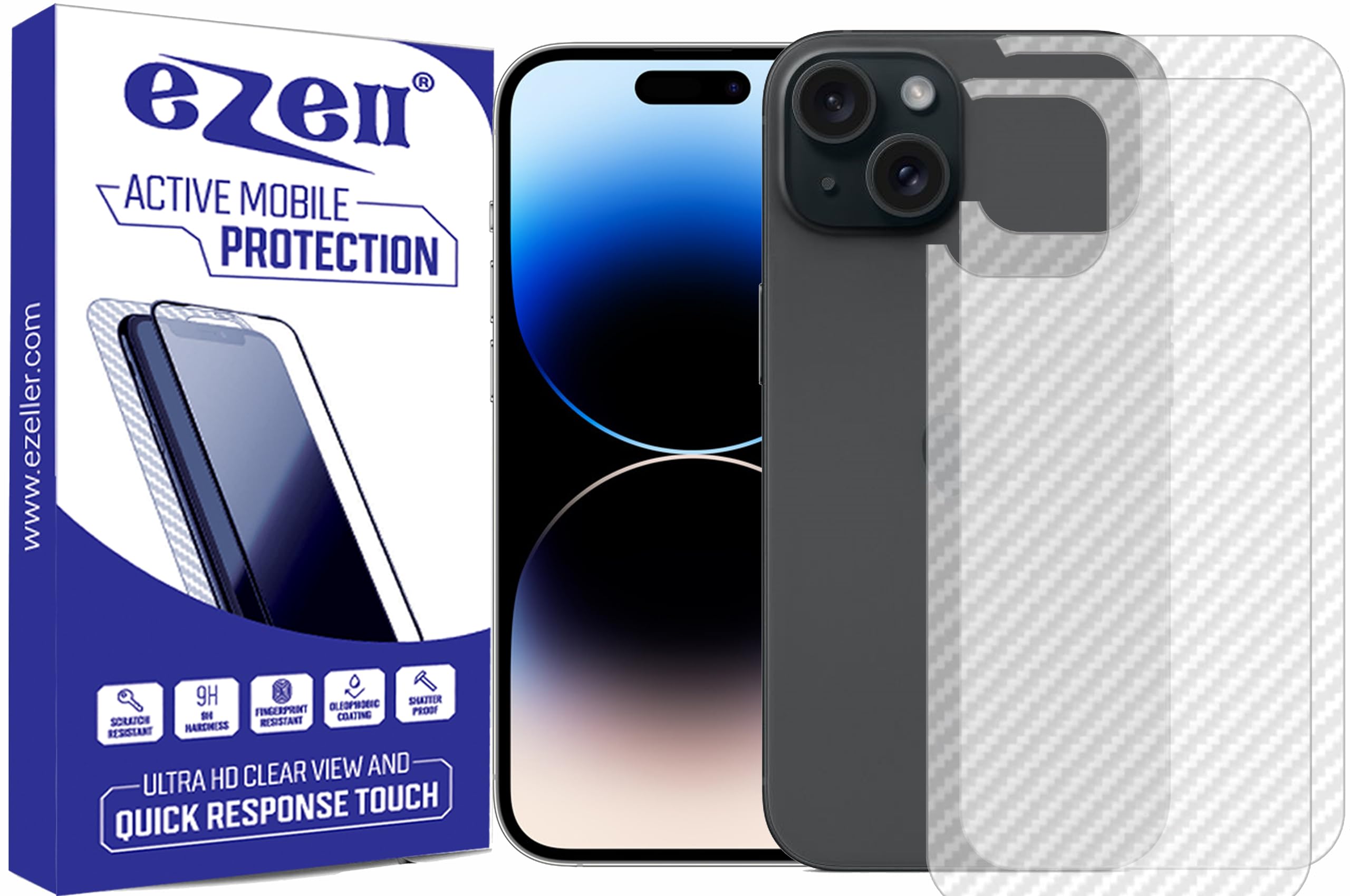 eZell iPhone 15 Back Screen Protector(Transparent),3D Back Skin Carbon Fiber Ultra-Thin Protective Film (2 Packs) Transparent Back Cover with Wet and Dry Wipes (B0CKWCN5CB) Amazon Price History, Amazon Price Tracker