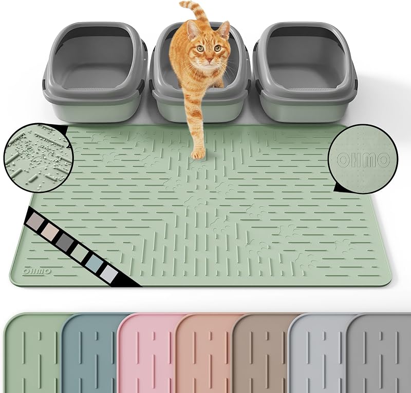 Tapete para Caixa de Areia de Gato OHMO em Silicone Sage Green, 95 x 64 x 0,58 cm