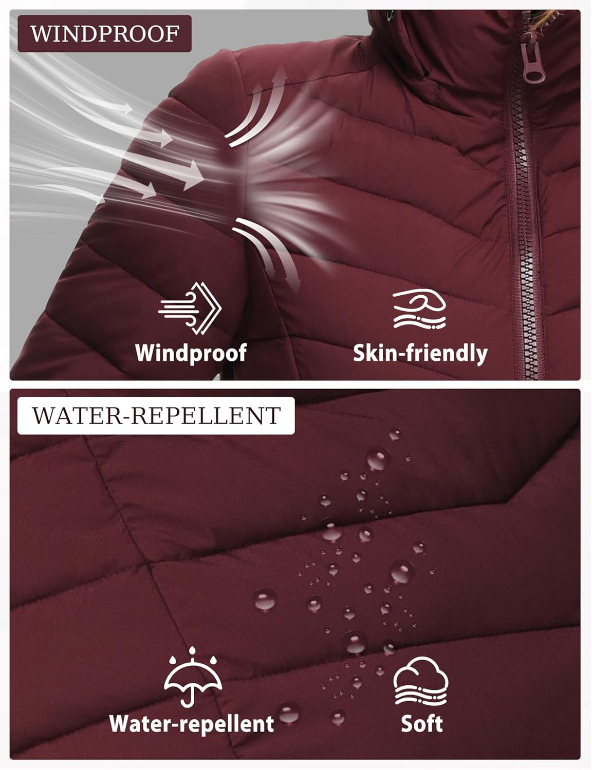 ROYAL MATRIX Women's Packable Puffer Jacket, Lightweight Puffer Jacket Winter Warm Quilted Puffer Jacket with Detachable Hood - Image 4