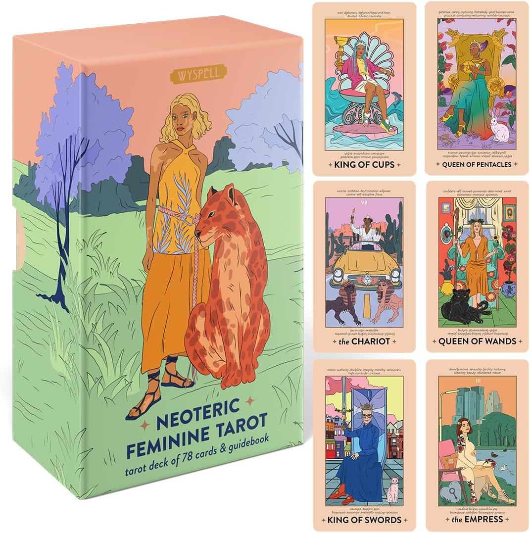 Wyspell Feminine Tarot Cards with Meanings on Them - Modern Tarot Deck with Guide Book - Beginner Friendly - Beautiful & Unique Tarot Decks