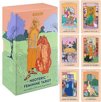 Wyspell Feminine Tarot Cards with Meanings on Them - Modern Tarot Deck | 78-Card Unique Tarot Deck for Beginners - Only Female Figures - Detailed Guidebook - Hand-Illustrated - Beautiful Tarot Cards