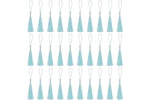VAPKER 30 Pcs Light Blue Tassel 13cm 5Inch Silky Handmade Soft Floss...