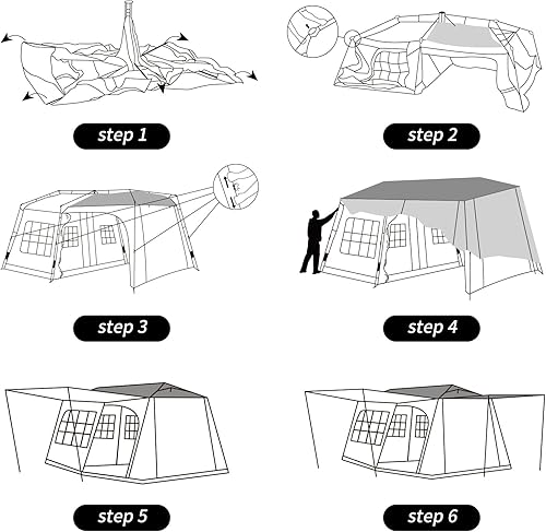 Miniatura 7 de Wolf Walker Tienda de campaña automática para 3-5 personas, con 2 habitaciones, doble capa, impermeable, protector solar, tiendas grandes para