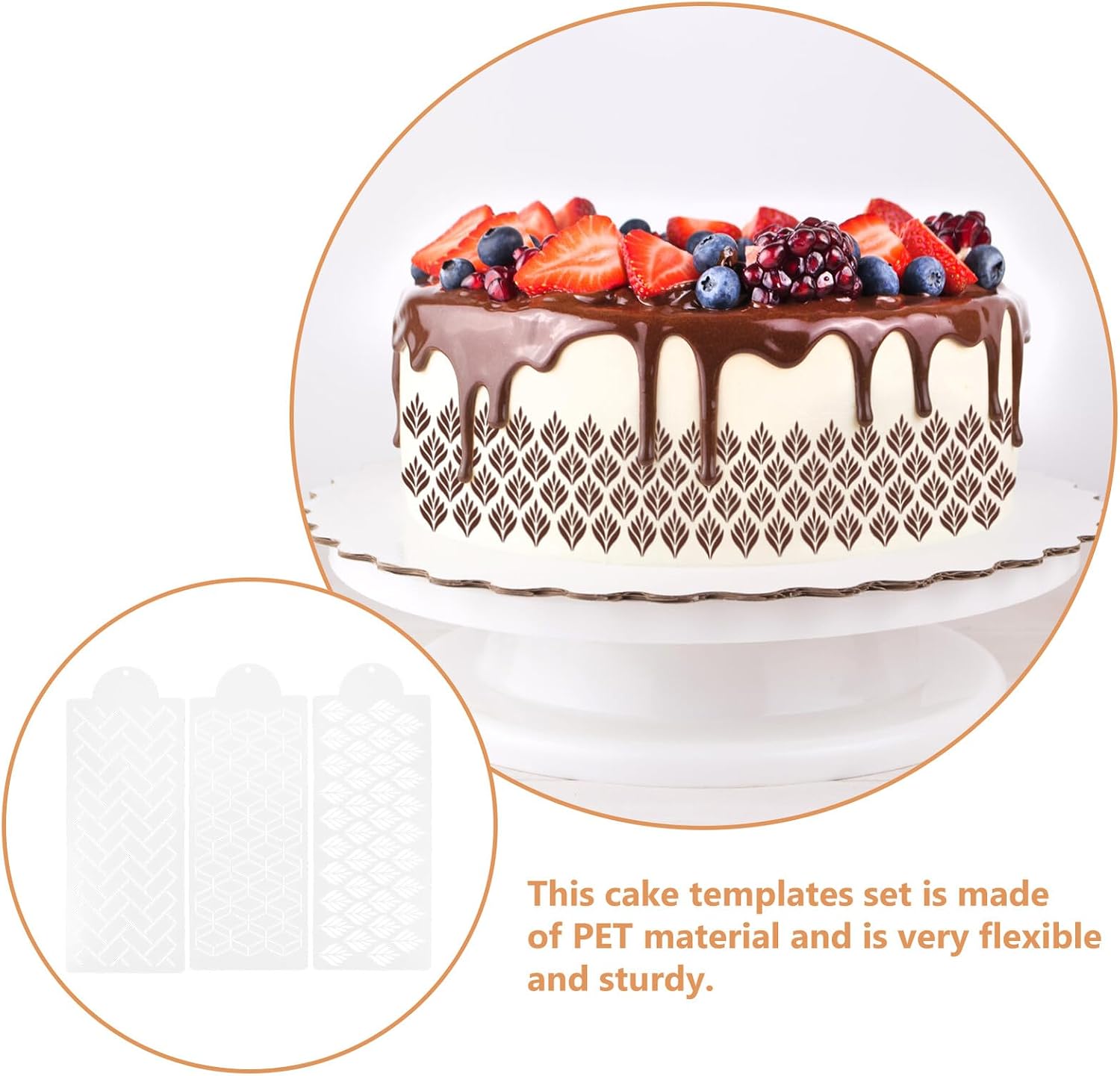 Yardwe 12pcs Cake Decorating Stencils Set Plastic Embossing Templates Cake Edge Border Drawing Molds DIY Baking Tools for Party and Festive Decoration