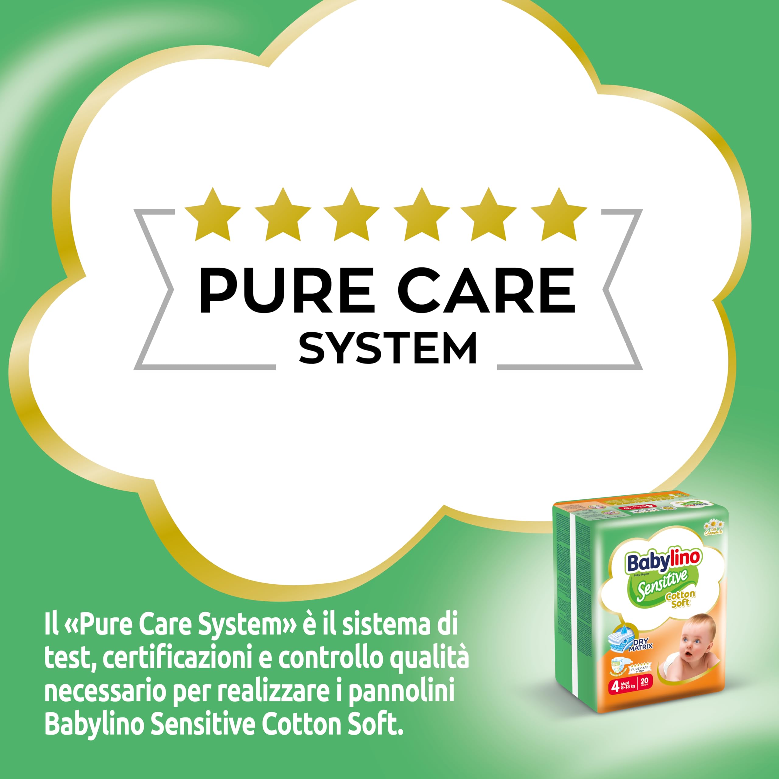Babylino Sensitive Cotton Soft Pannolini Taglia 4 Maxi 8-13kg 150 Unità