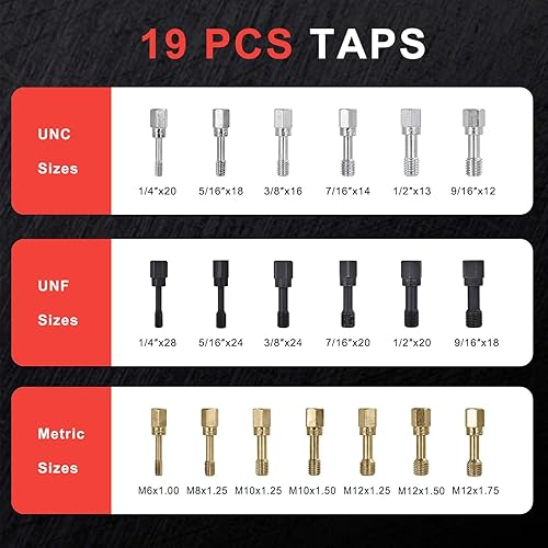 Miniatura 3 de Juego de cazador de roscas de 42 piezas, kit de reenhebrado para restaurador de roscas, herramienta de reparación de roscas con UNF UNC y tamaños