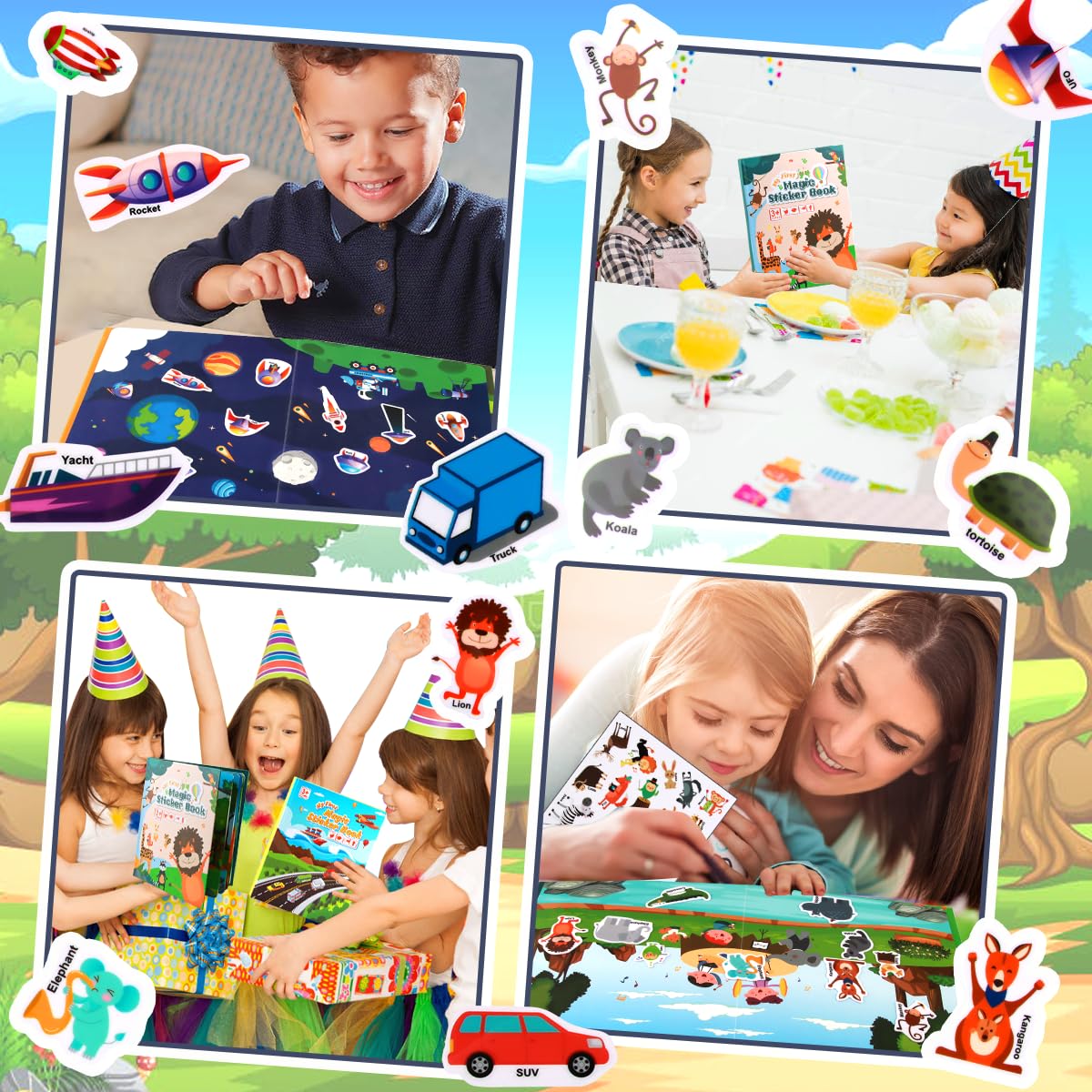 Libro Di Adesivi Riutilizzabili Per Bambini – Gioco Educativo PVC – Tema Trasporti – Età 2-6 Anni - 6