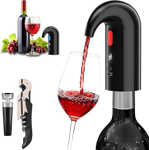 Aireador eléctrico de vino y bomba decantadora  Aireación silenciosa de doble bomba, vertido medido, pantalla de temperatura y sistema recargable