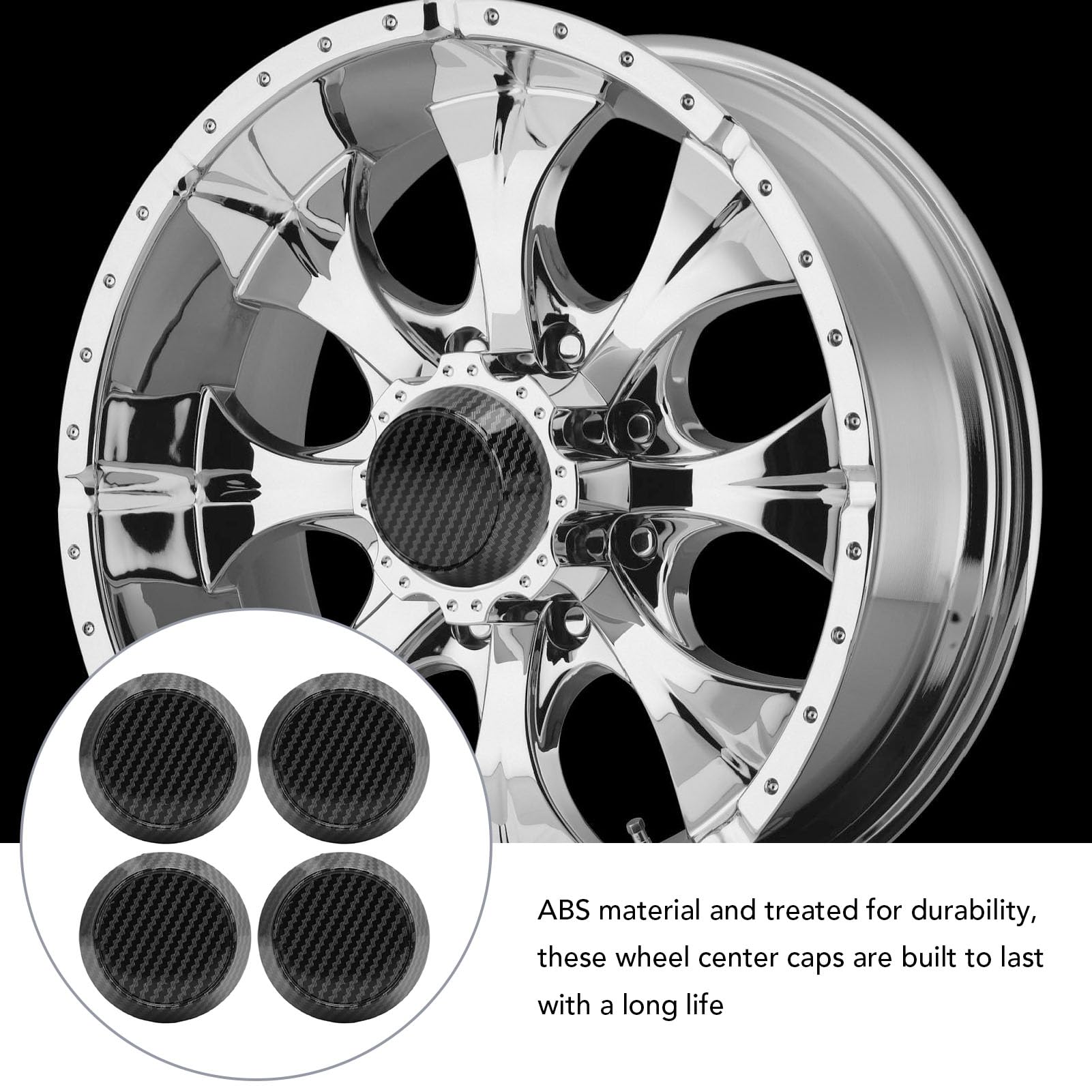 4 Pièces Capuchons De Centre De Roue Universels En Fiber De Carbone 54mm Couvercles De Capuchon De Moyeu En Plastique Pour Jantes De Voiture Anneau De Sécurité élastique Pour Un