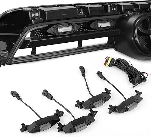 Miniatura 2 de Seven Sparta 4 luces LED negras mejoradas para parrilla con fusible e instrucciones (idioma español no garantizado) para parrilla Toyota 4Runner