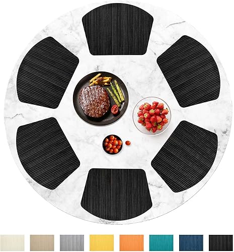 Miniatura 5 de FunWheat Juego de 6 manteles individuales de vinilo lavables para mesa de comedor, duraderos, tejidos, con cuña, de 17.7 x 13 pulgadas, fáciles de