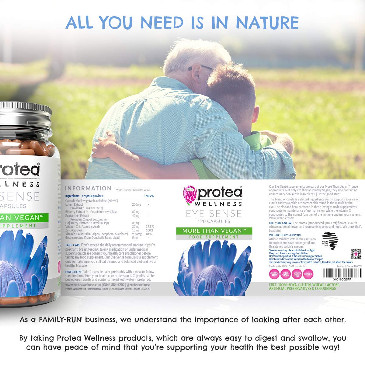 Protea Wellness Lutein and Zeaxanthin Supplement 120 Capsules Eye