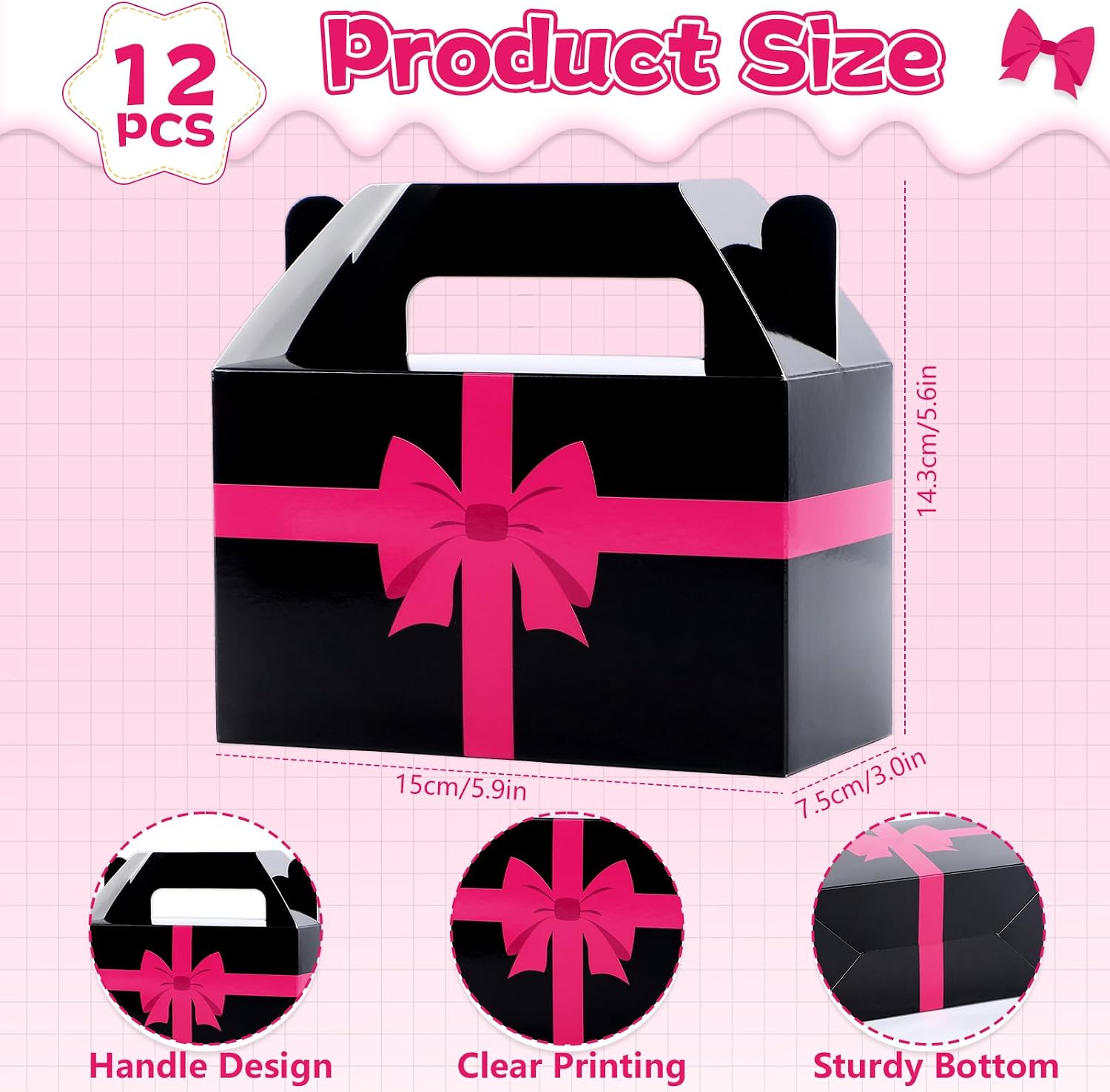 MinFyberd Squid Theme Gift Boxes Coffin Games Party Paper Box Bow Survival Theme Party Treat Favor Boxes Gamer Parties Supplies for Girls Boys Birthday Decorations (12 Pcs)
