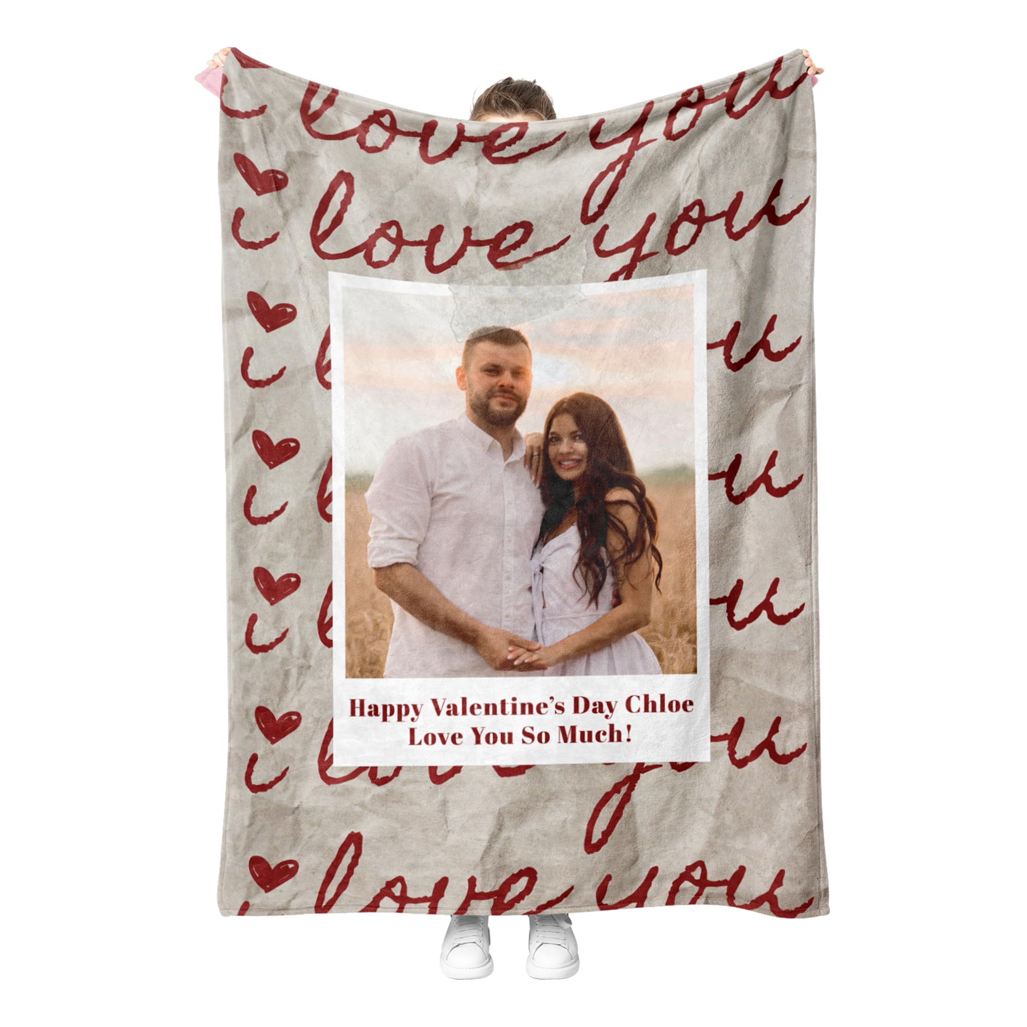 Personalised Blanket personalised gifts - custom blanket, personalised blankets for adults, personalised photo gifts for her, girlfriend, mum, dad, Gifts for Valentines Day Birthday 9 Photos Text