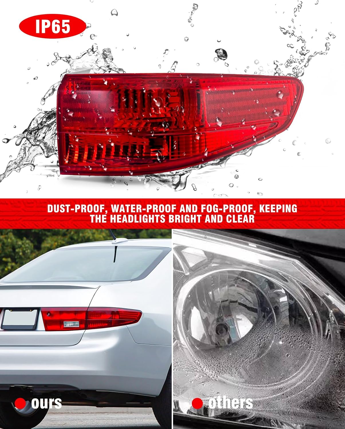 for 2005 Honda Accord 4 Door Sedan Tail Light Assembly OE Style Halogen Driver and Passenger Side Replacement (Bulbs Not Included) HO2801160 33551SDAA11（W/O Bulbs）
