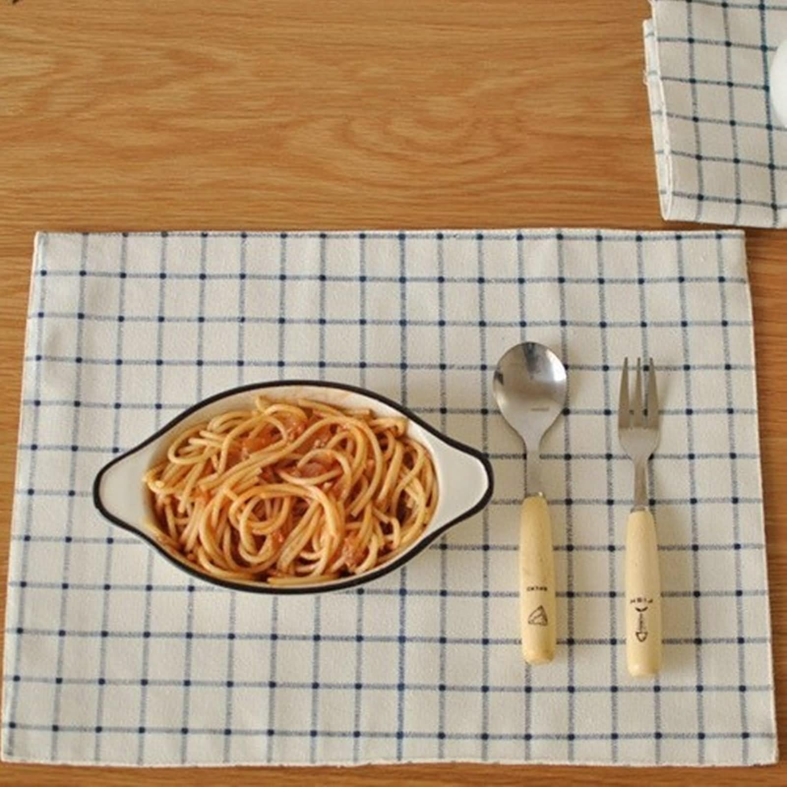 Lot de 8 Christmas Placemats, Bleu Blanc Set de Table Vintage Dinner 30x40cm Rectangle à Motif en Treillis Coton Lin