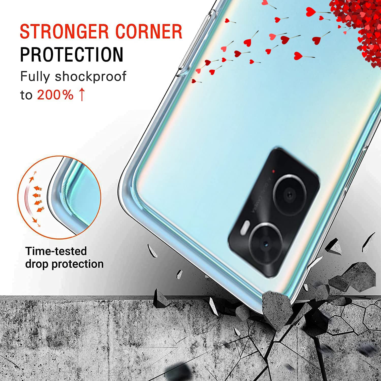 Young & Ming Cover Per Oppo A76/A96 + 3 Pellicole Vetro Temperato – Custodia Sottile In TPU, Antiurto, Nero