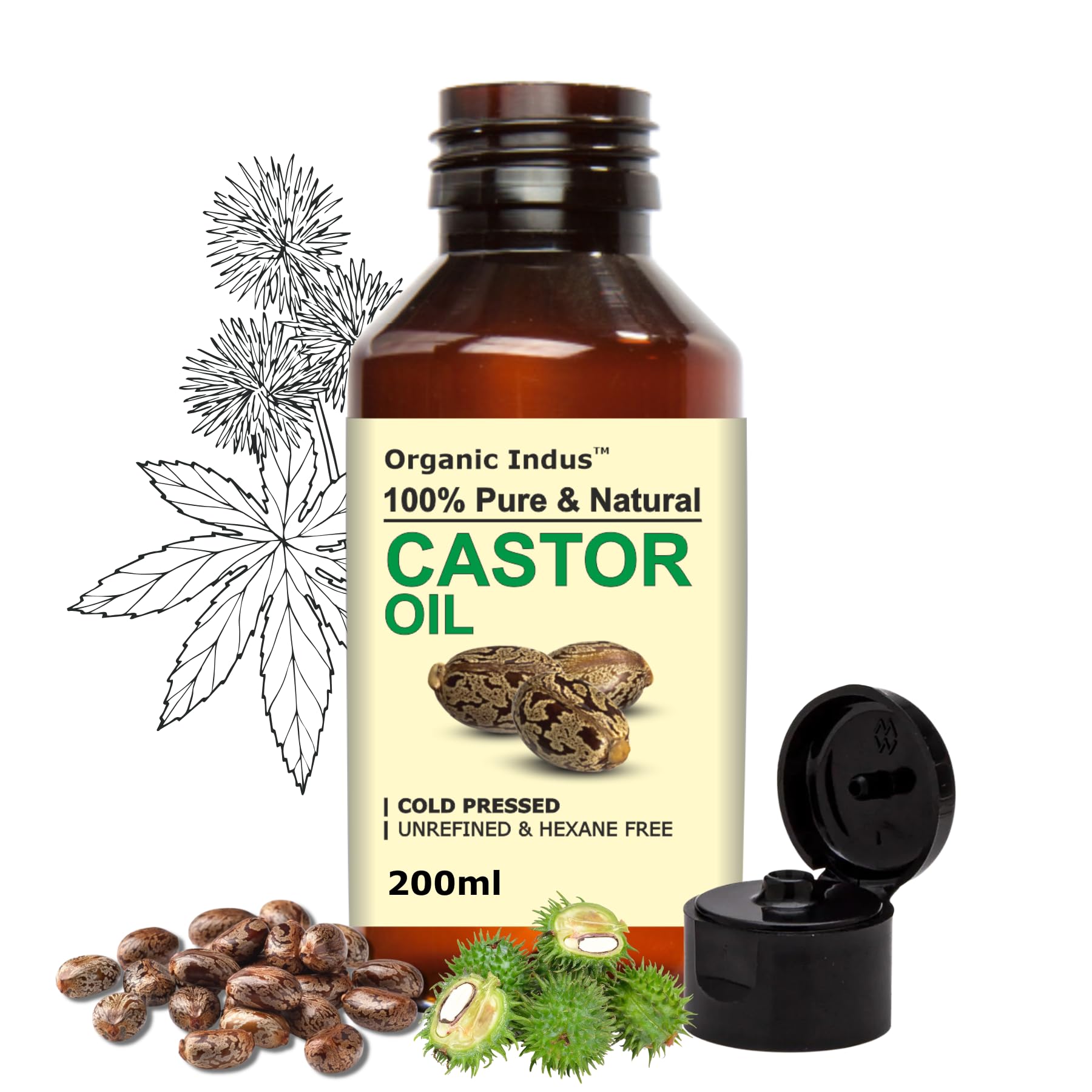Castor Oil - 200ml | Pure & Natural and Hexane Free | Promotes Hair Growth, Skin Care, Moisturising Dry Skin, Nails, Eyelash | For All Hair Types-image-9