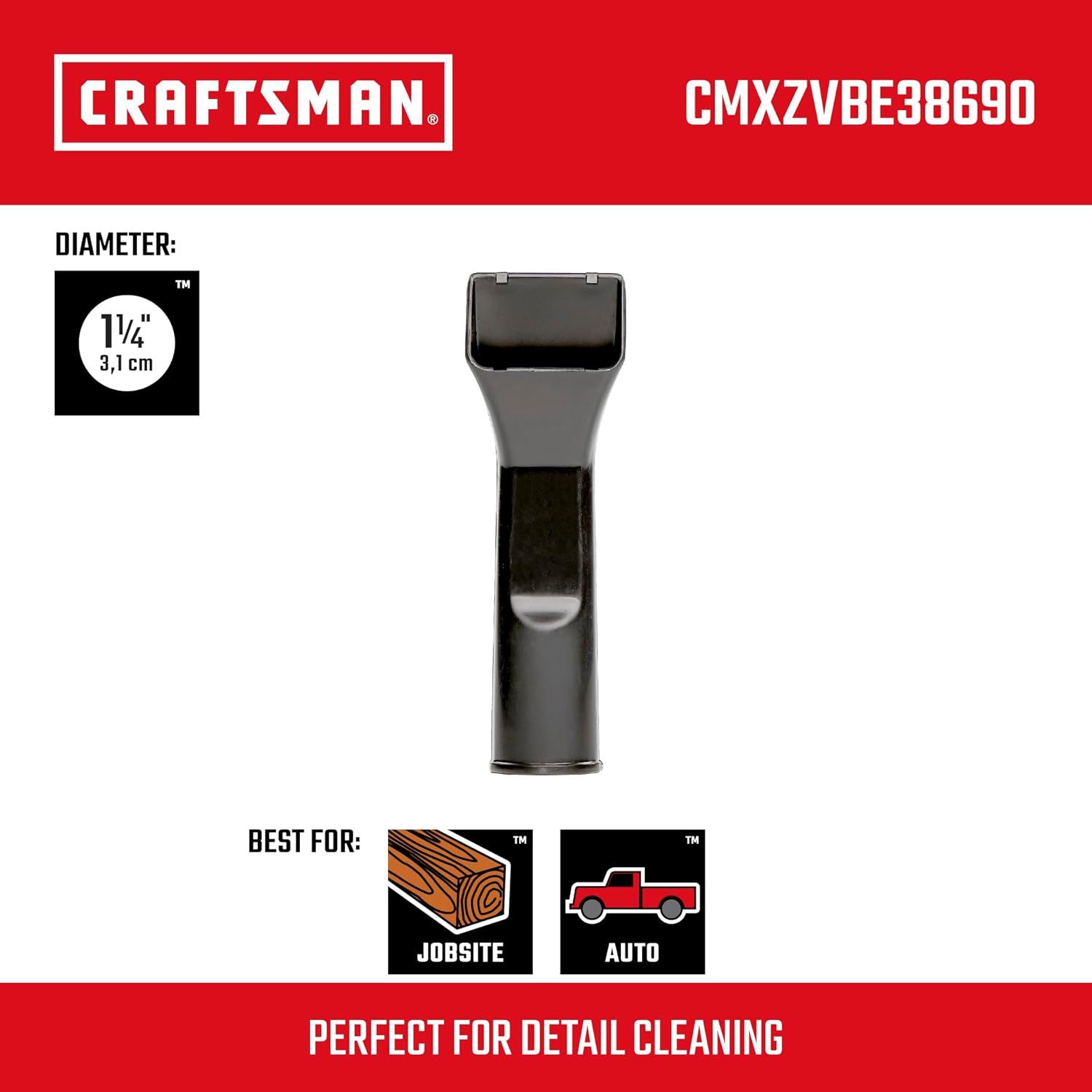 CRAFTSMAN CMXZVBE38690 1-1/4 in. Car Nozzle Wet Dry Vac Attachment image 2