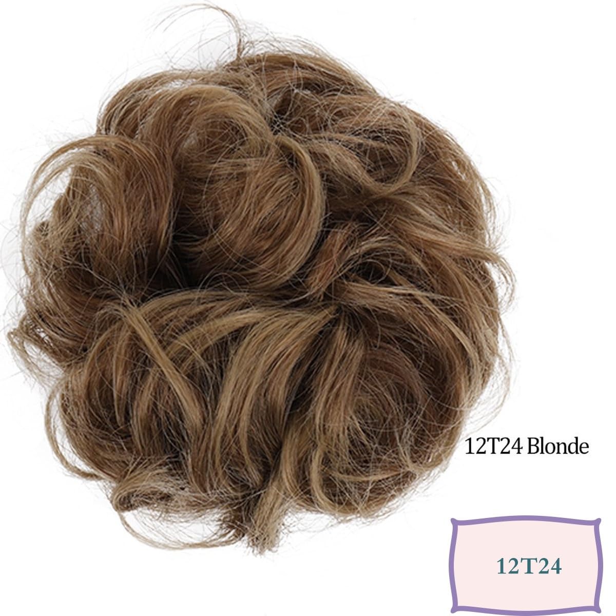 Hair Bun, Silk Flower Hair Rings for Women - Fluffy Curly Bands(Blonde-curry)