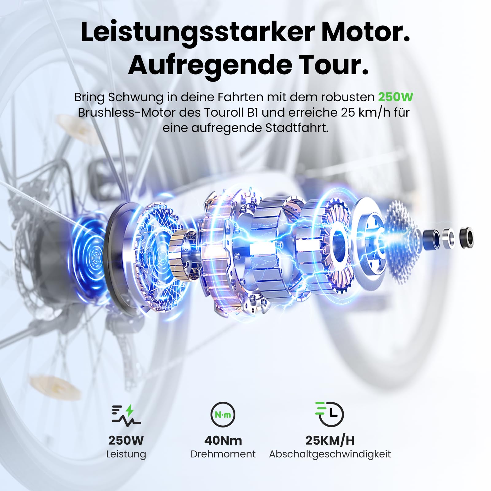 Touroll B1 26 Zoll City E-Bike mit 250W Motor und 36V 15.6Ah Akku Pedelec Cityräder Elektrofahrrad, Max Geschwindigkeit 25km/h Max Reichweite 90km, Erwachsene Herren Damen Ebike