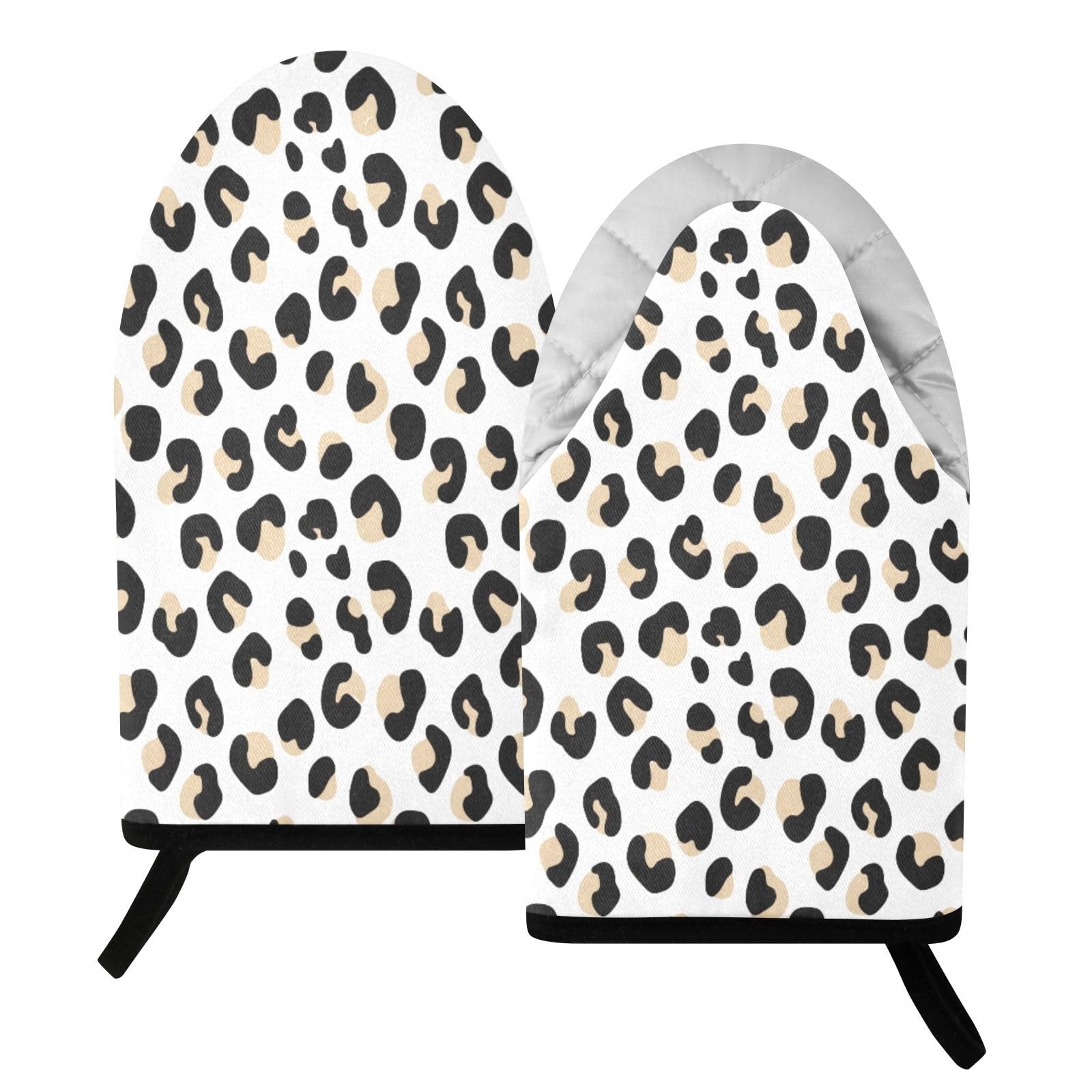 BURSTDDY Leopard Print Oven Mitt,Heat Resistant Kitchen Mitts for Cooking