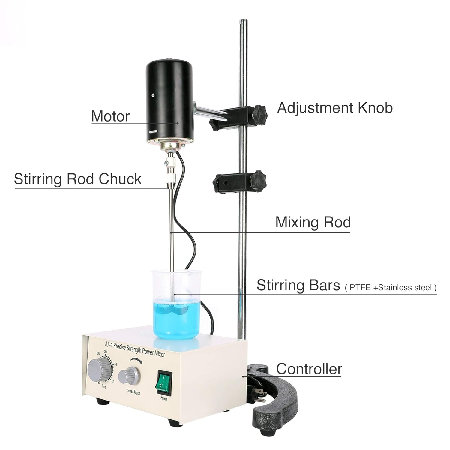 CO-Z Electric Overhead Stirrer, Digital Auto Stirrer with Time Setting & Speed Adjusting, Adjustable Height Mechanical Mixer with Hot Plate & Magnetic Stirrer Bar, Home Lab Homebrew Kitchen Stirrer: Industrial & Scientific