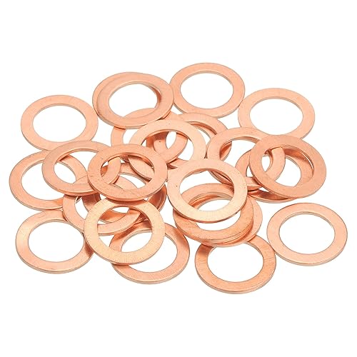 MECCANIXITY 38 Piezas Arandela Plana, Arandelas de Cobre M12 Anillo de Sellado de Cobre Kit Surtido de Arandela de Aplastamiento, 12mm DI, 18mm DE,