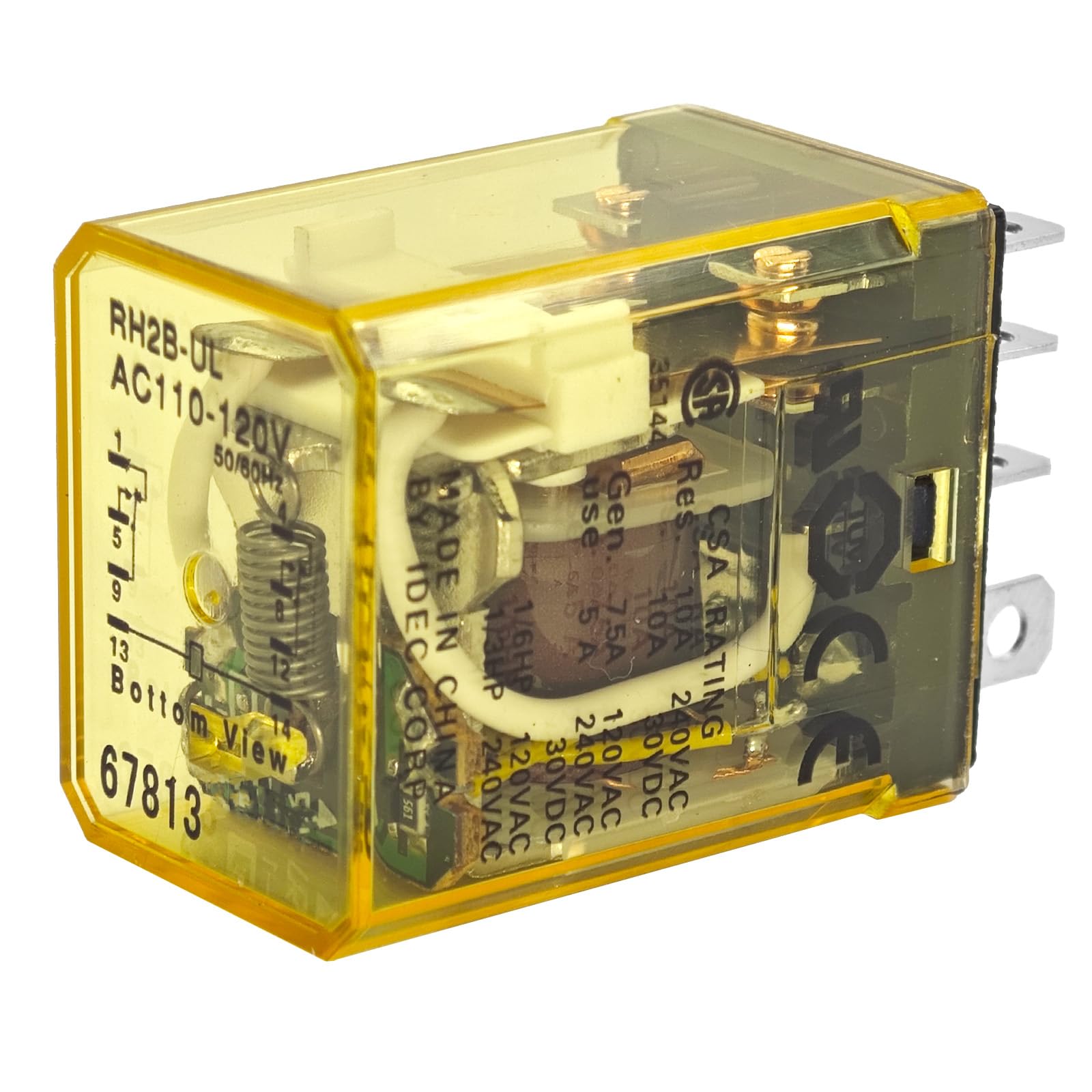 RH2B-ULAC110-120V 10A Power Relay - 8-Pin 110/120VAC, DPDT, Plug-in, Blade Terminals, LED Indicator