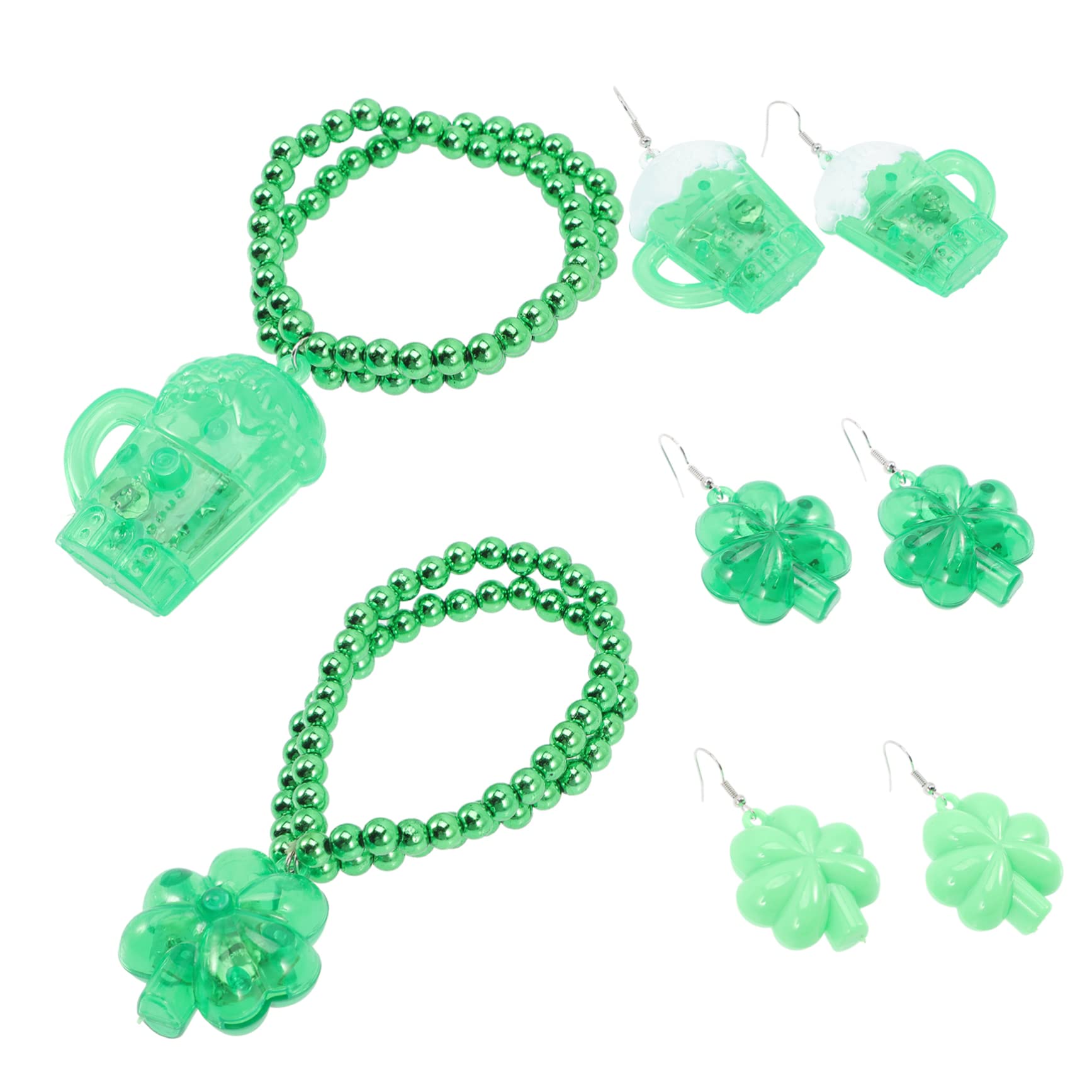 1 Set St. Day Earrings Patrick Light up Charm Pendant Saint Patricks Earrings Patricks Day Shamrock Bracelet Earrings for Women Orrous Plastic Meat Pie Girl Miss