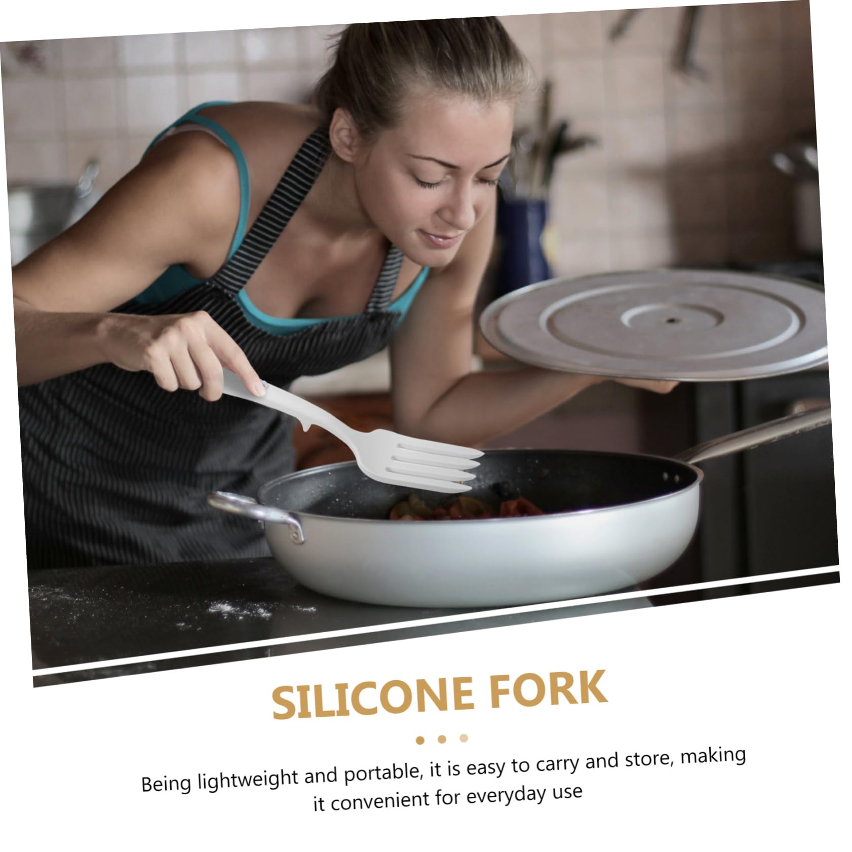 IMIKEYA 4pezzi Fork Da Cucina Silicone Antiadherente Forchetta Multiuso Per Pasta e Insalate Strumento Pratico Per Famiglie e Ristoranti Manico Design Moderno