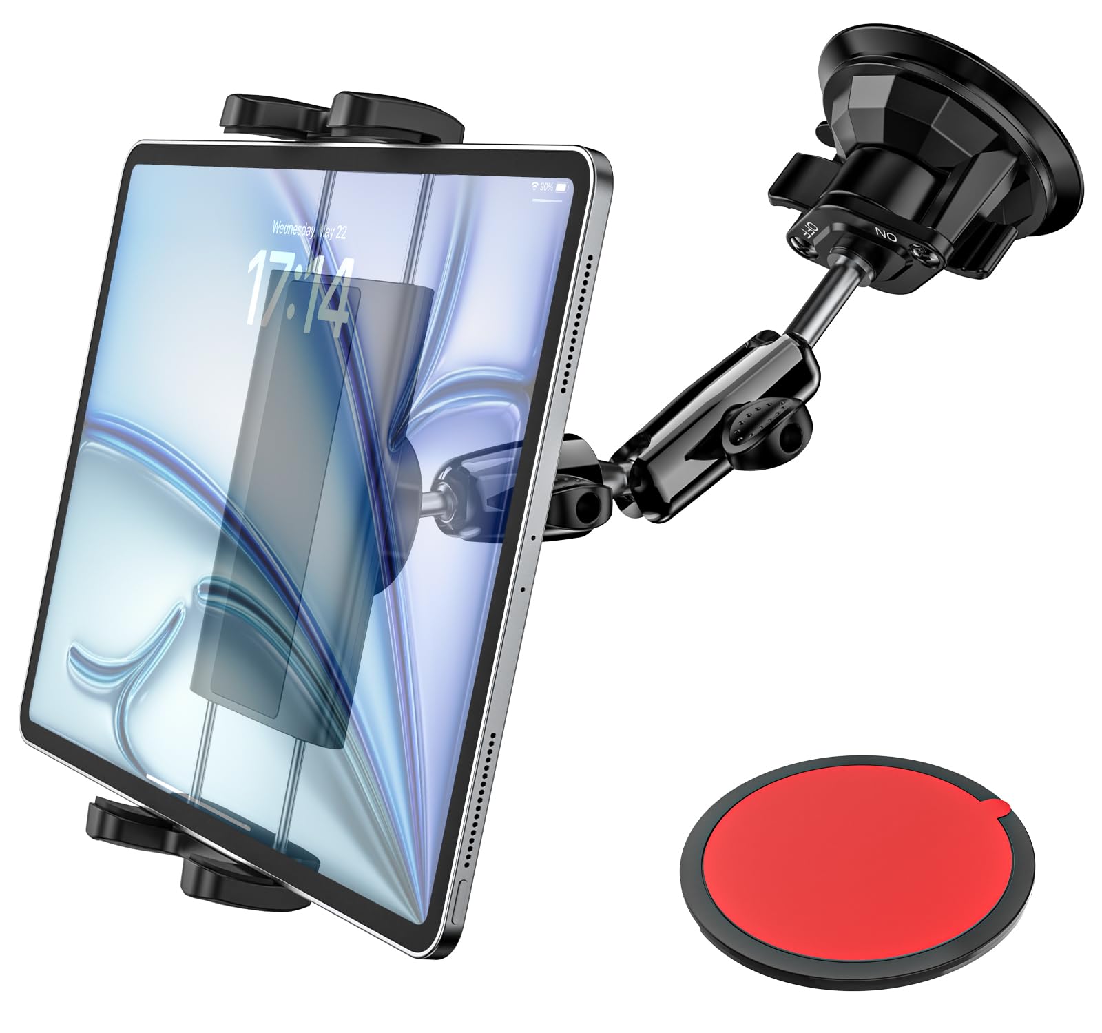 Soporte para Tablet y Smartphone en Camión Salpicadero, [Ventosa Súper Fuerte] Con Brazos Ajustables de Metal para iPad Pro Air Mini, Galaxy Tab, 4-12.9" Dispositivos