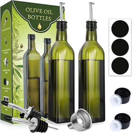 AOZITA 2 PACK] 17 oz Glass Olive Oil...